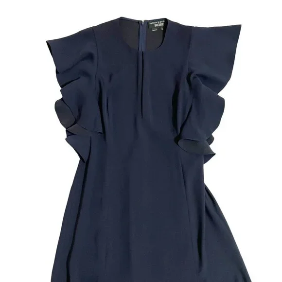 Sachin & Babi Noir Navy Blue RUFFLED Illiana Evening Gown Dress Sz 10 NWT - Picture 6 of 11